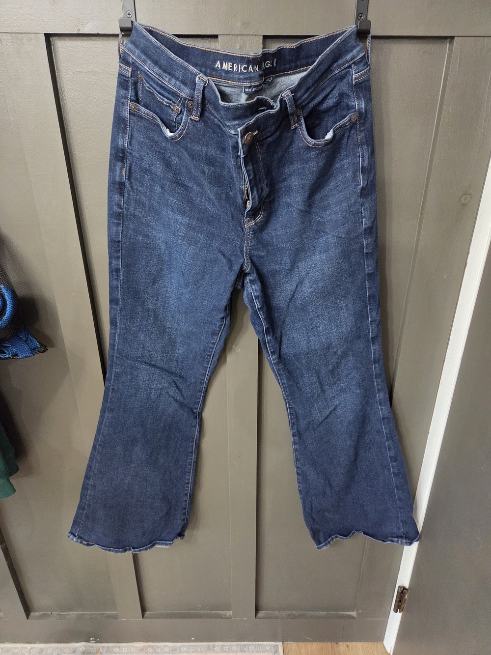 American Eagle Outfitters Women's Dark Blue Super High RiseFlare Jeans